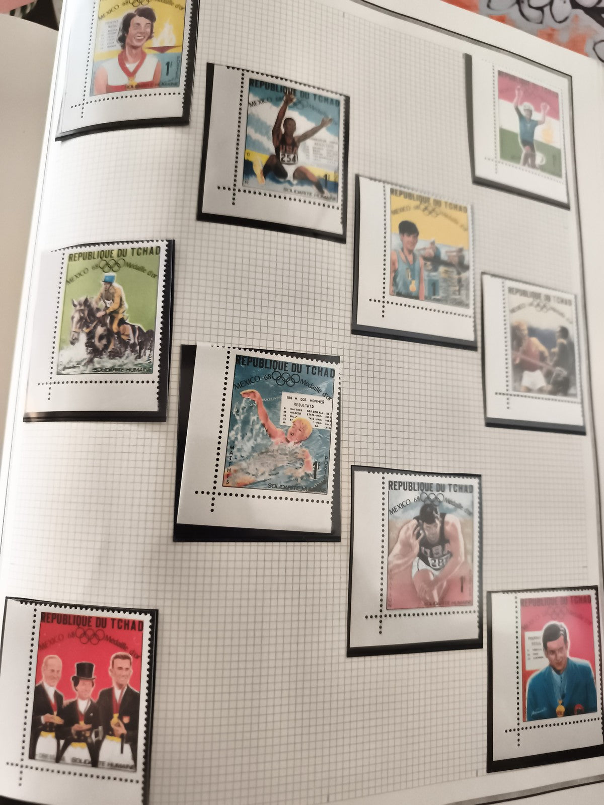 Timbres neufs République du Tchad Jeux Olympiques Mexico 1968, thématique sport