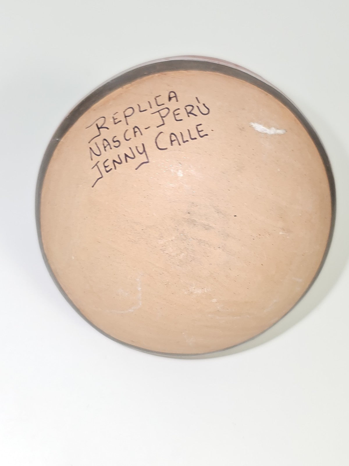 Ancien petit pot vintage Nasca Pérou signé Jenny Calle, objet de collection rare