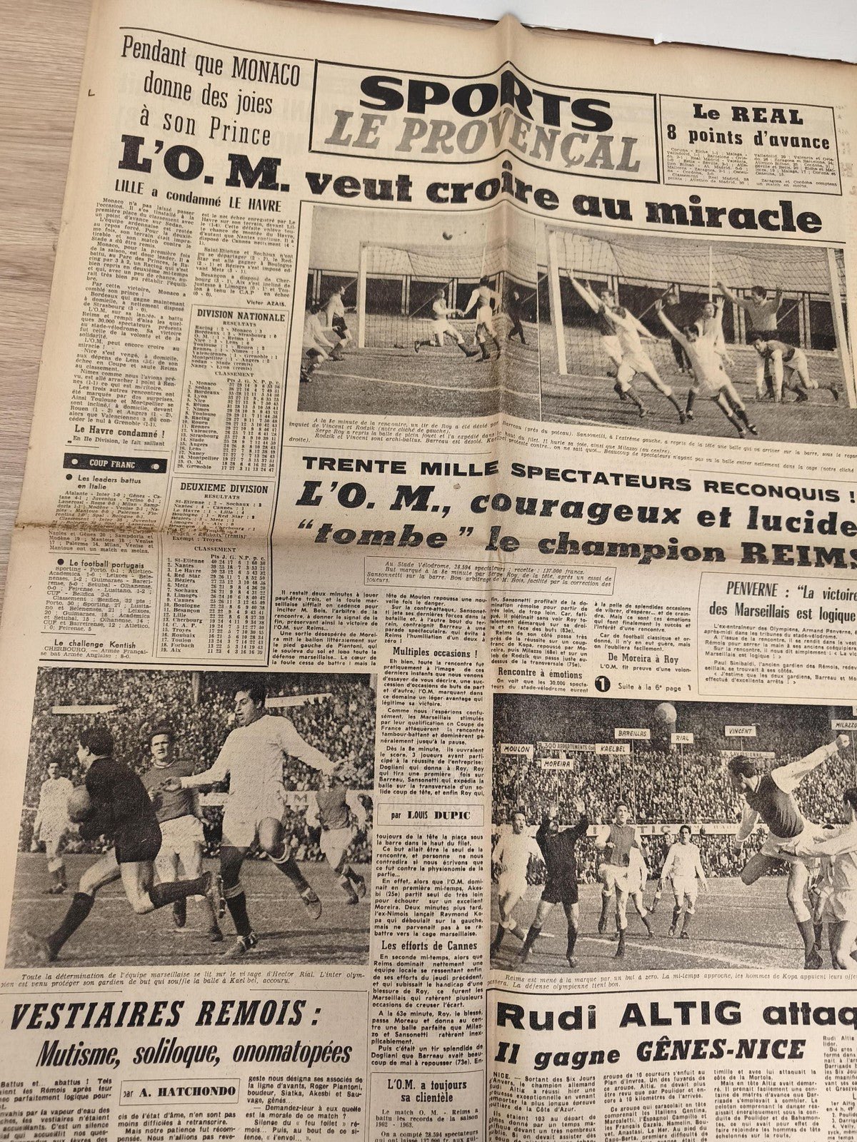 Ancien journal sportif OM Le Provençal vintage football Marseille années 60