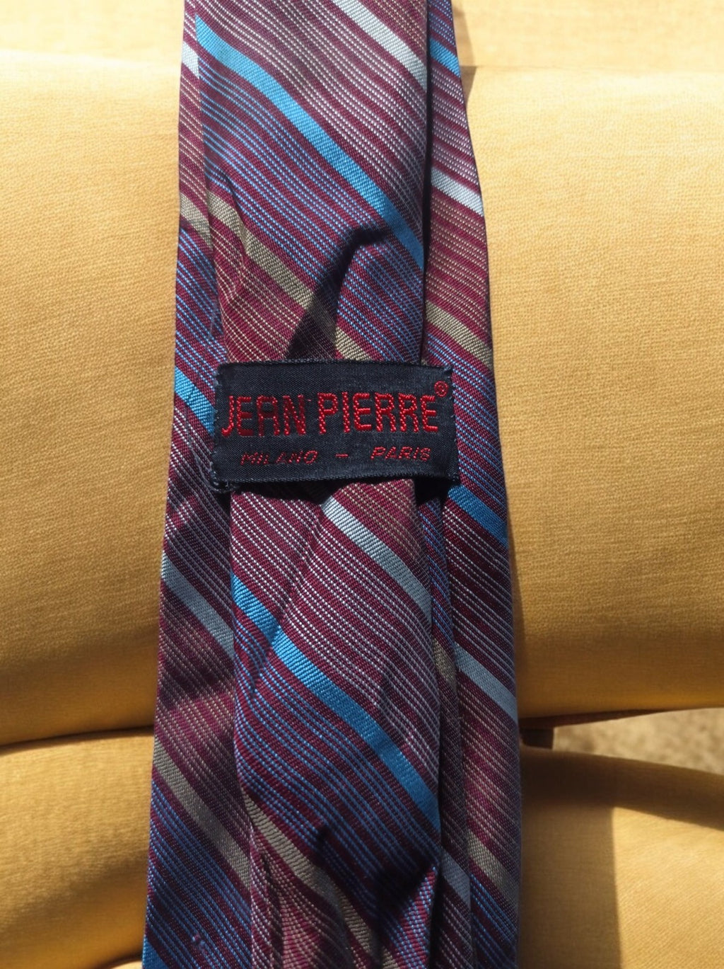 Cravate vintage en soie rayée bordeaux bleu Soie élégante homme rétro