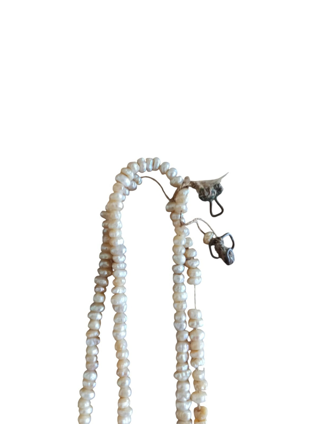 Collier perles de culture authentiques vintage, blanc, fermoir métal, ancien