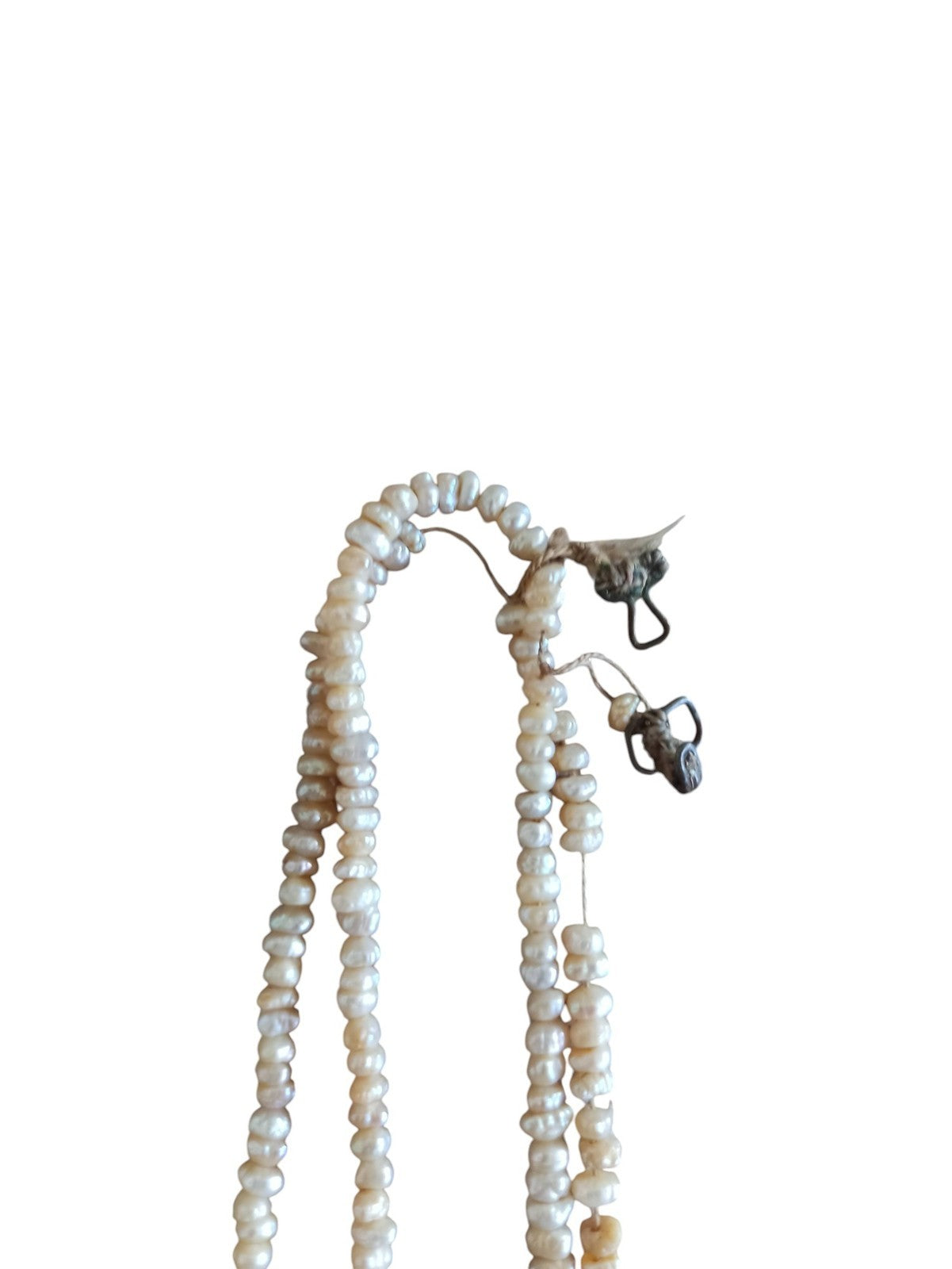 Collier perles de culture authentiques vintage, blanc, fermoir métal, ancien