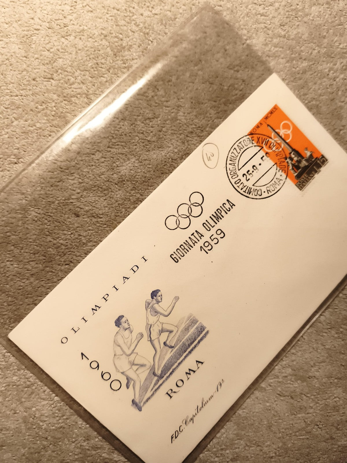 Lettre Premier Jour Olympiades Rome 1960 FDC timbre 1959 philatélie sport