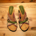 Sandales à talons San Marina fleuries, ruban vert, taille 36, été femme