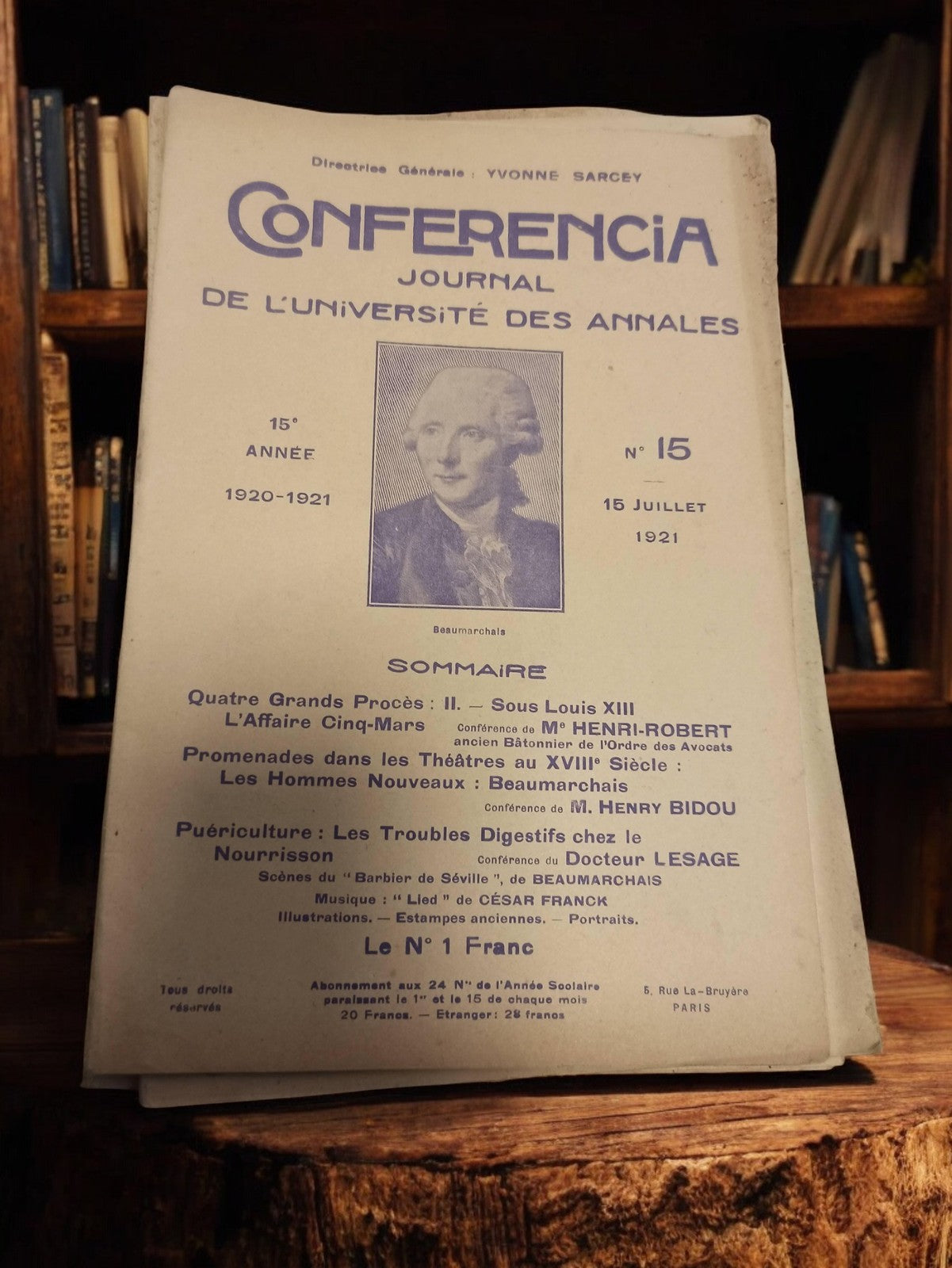 Revue ancienne CONFERENCIA Université des Annales 1921 journal vintage rétro