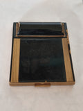 Vintage poudrier et rouge à lèvres Sabor métal doré laque noire ancien rétro