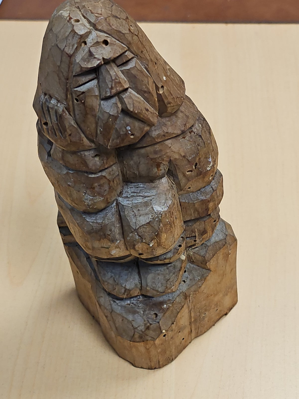Ancienne grande statue japonaise en bois vintage, art asiatique, déco collection