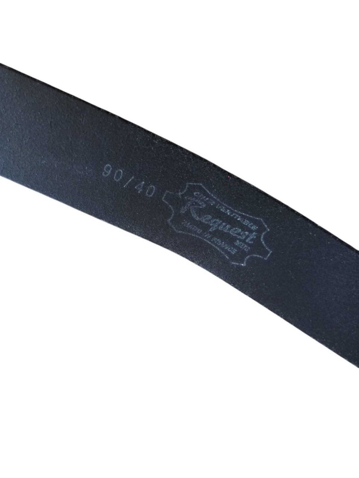Ceinture vintage homme Request cuir noir, boucle œil rétro original