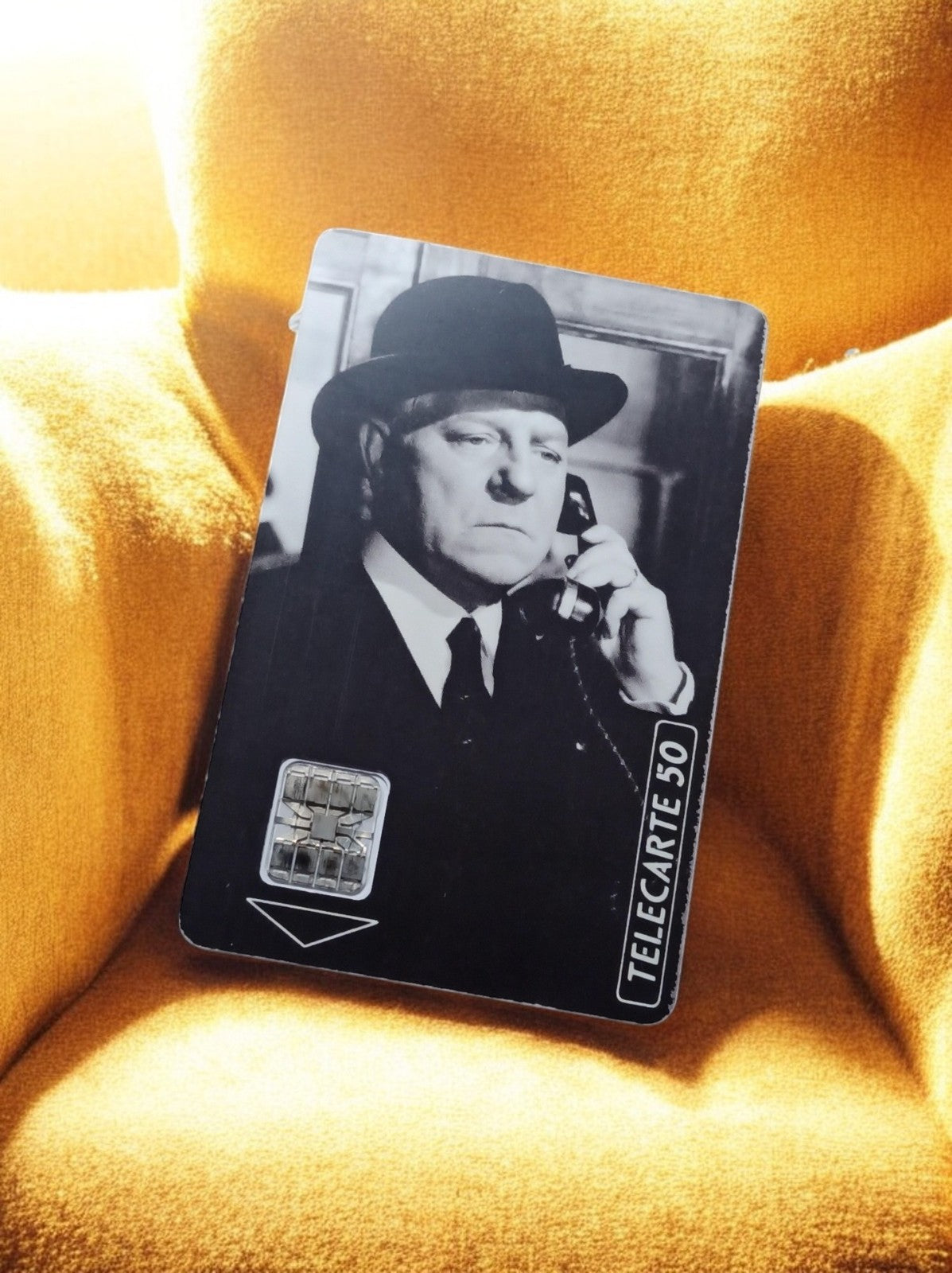 Télécarte 50 unités vintage noir et blanc, carte à puce collection rare