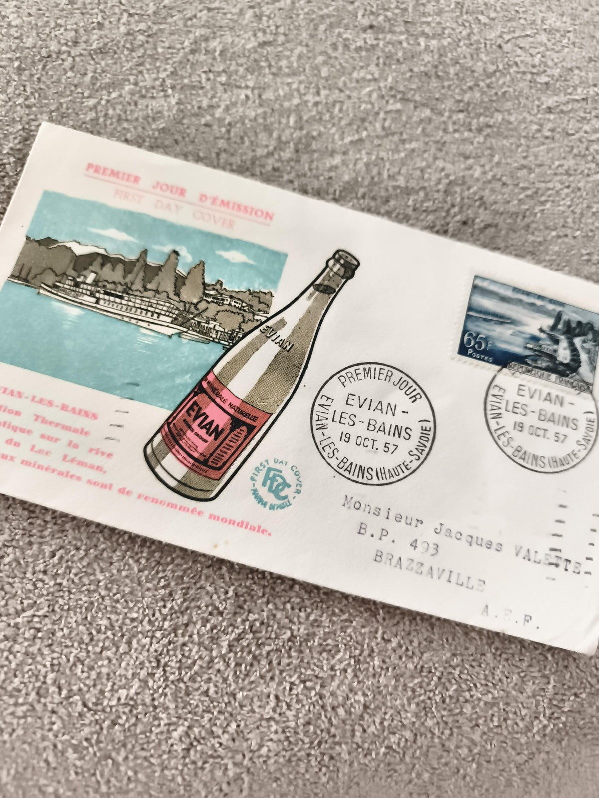 Lettre 1er jour Evian-les-Bains 1957 FDC illustrée ancienne philatélie