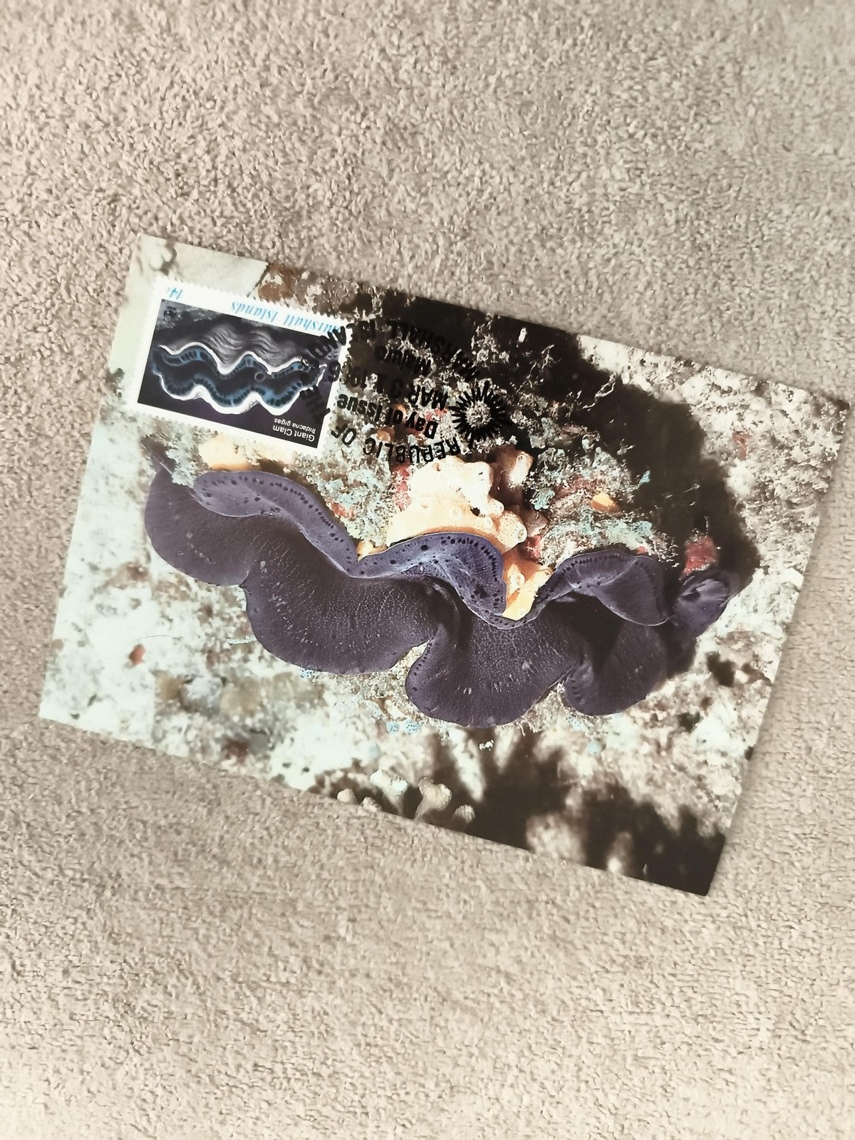Carte maximum coquillage bénitier timbre Kiribati philatélie mer