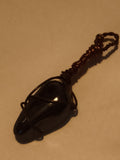Pendentif ancien pierre naturelle, monture fil métal torsadé, bijou vintage
