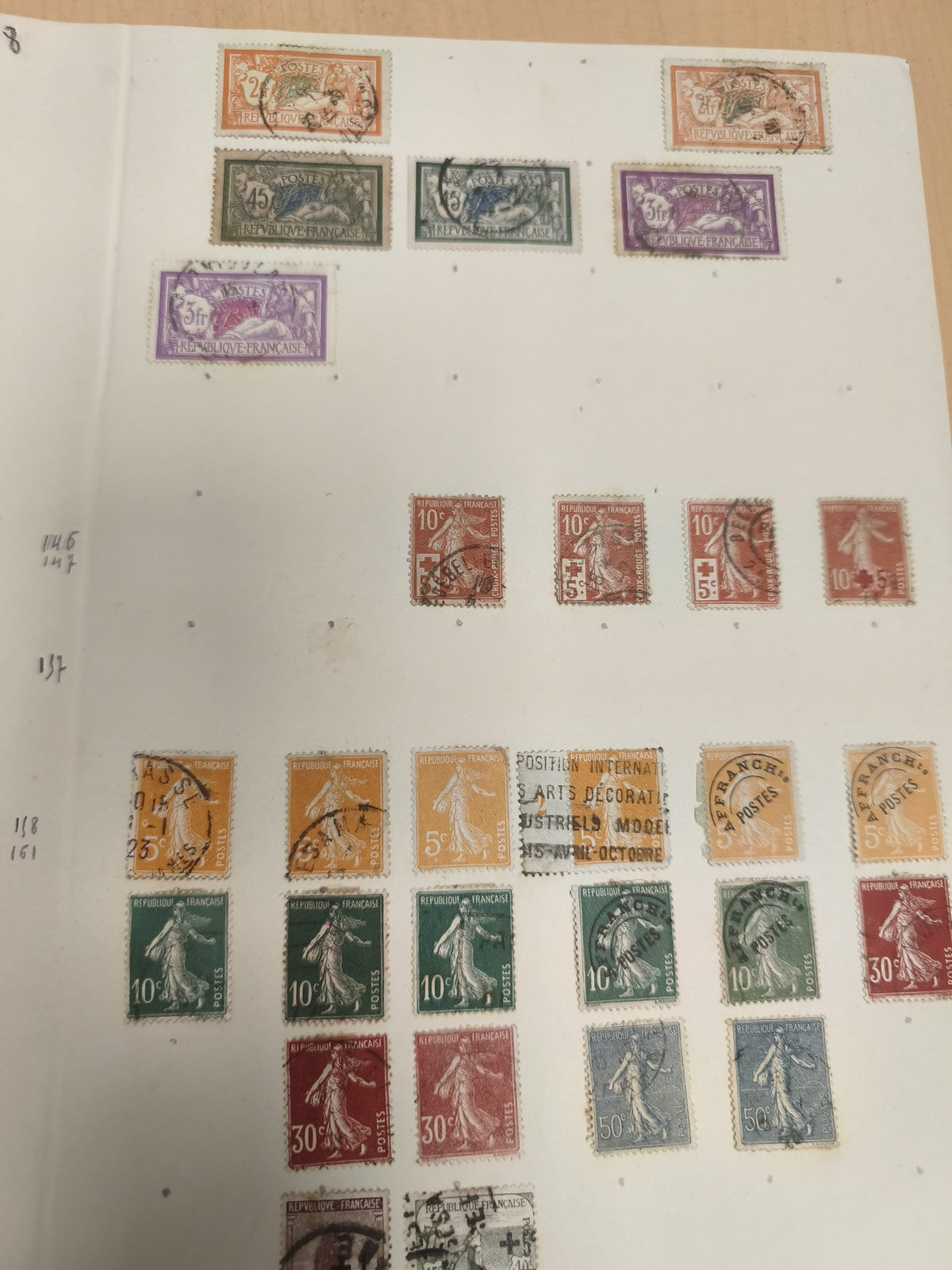 Lot timbres France oblitérés Semeuse et type Merson philatélie