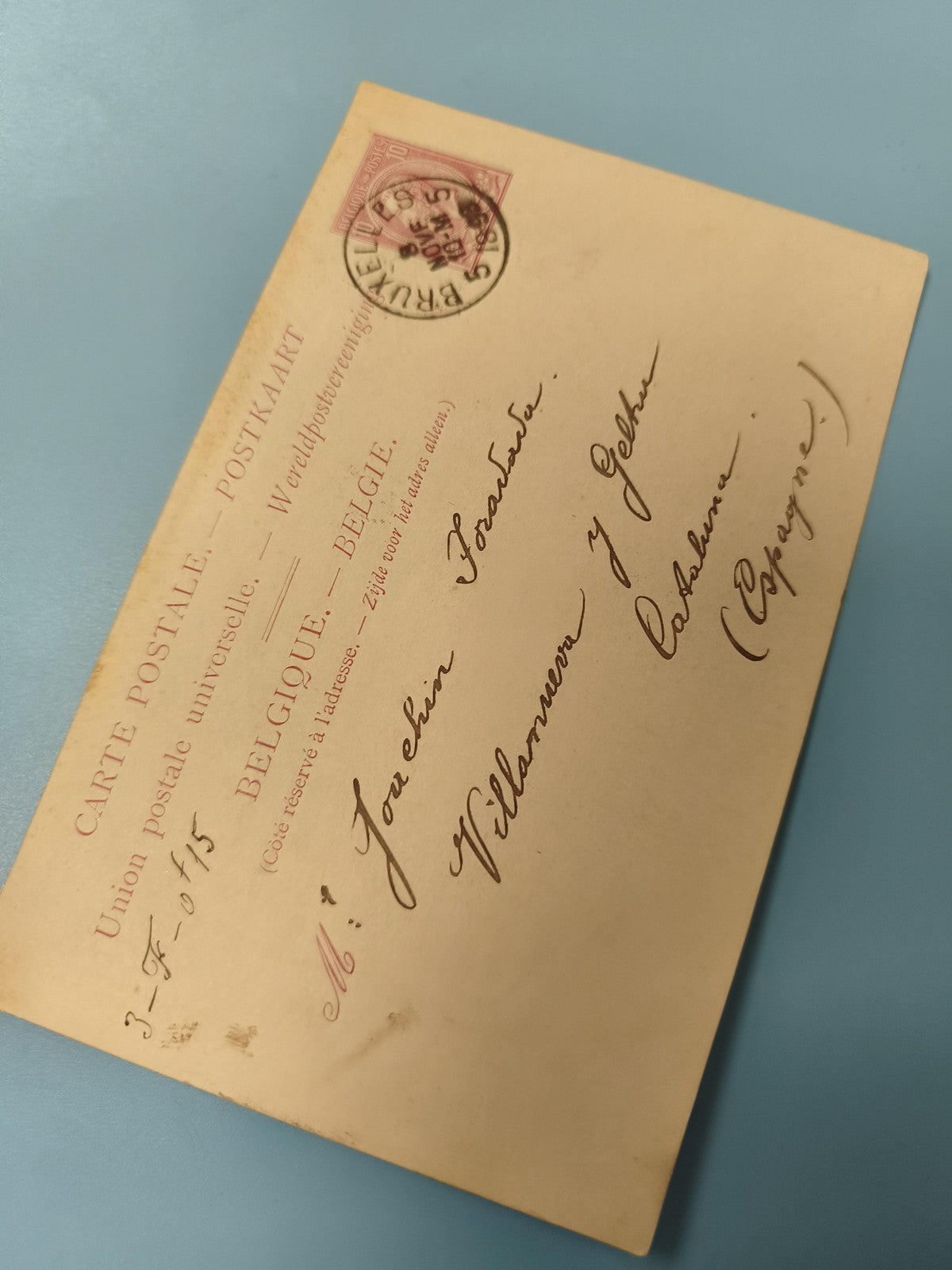 Ancienne carte postale Belgique début XXe affranchie philatélie vintage (Ref 5)