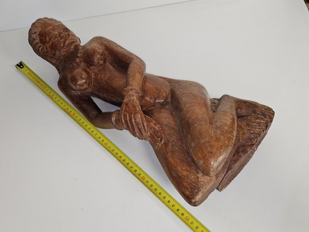 Sculpture africaine ancienne érotique bois massif grande taille vintage déco rar