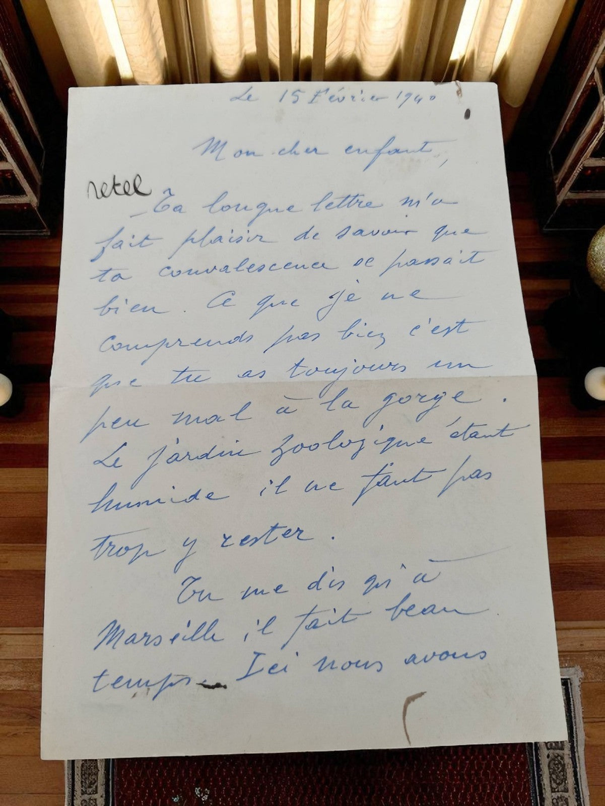 Lettre manuscrite ancienne 1940 WW2 écrite à son enfant vintage