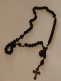 Chapelet catholique ancien perles noires croix dorée vintage prière rosary