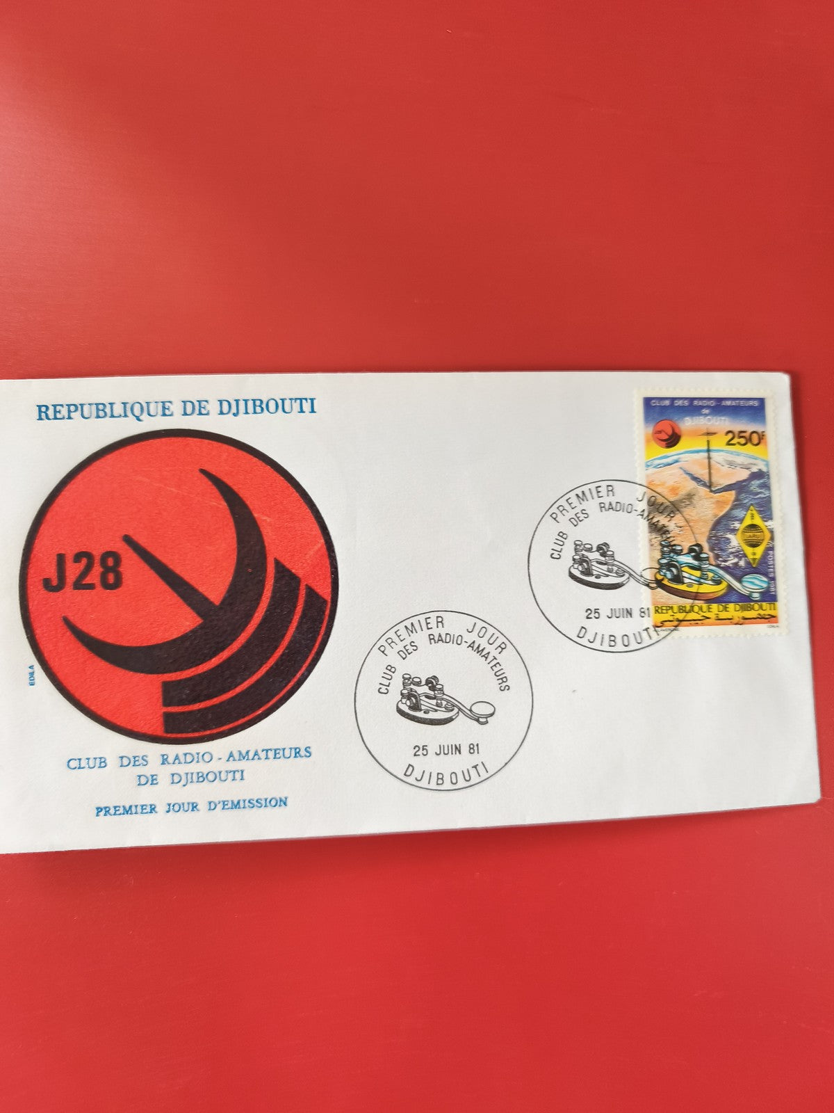 Enveloppe philatélie Djibouti radio-amateurs J28 oblitérée 25 juin 1981