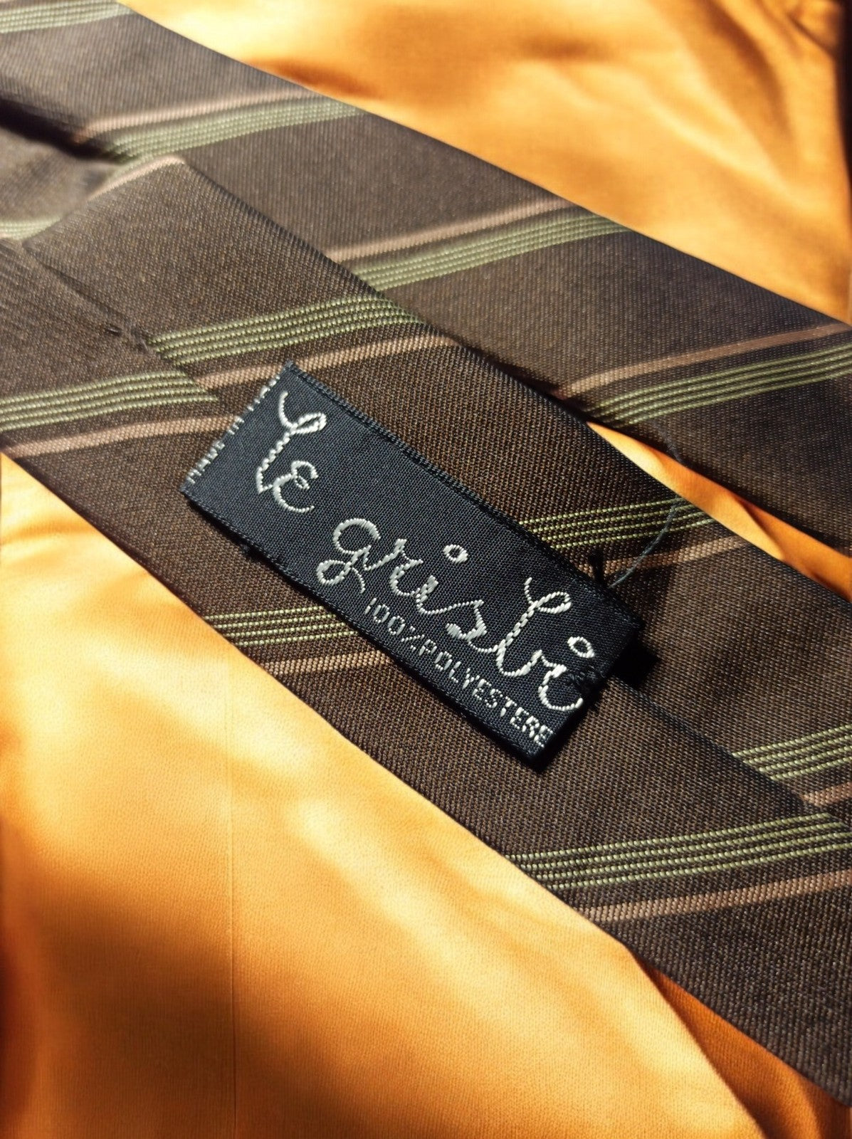Cravate vintage Le Grisli France soie rayée noire verte rétro