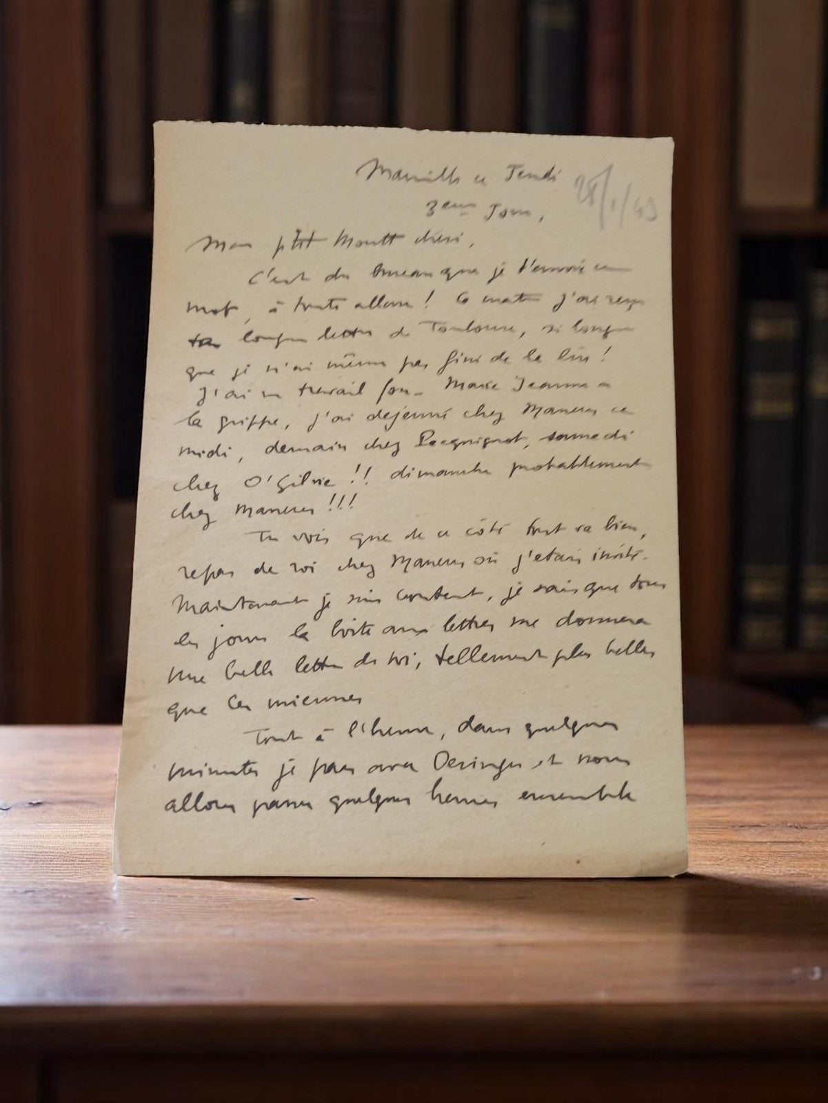 Lettre manuscrite 1943 Guerre 39-45 correspondance militaire France