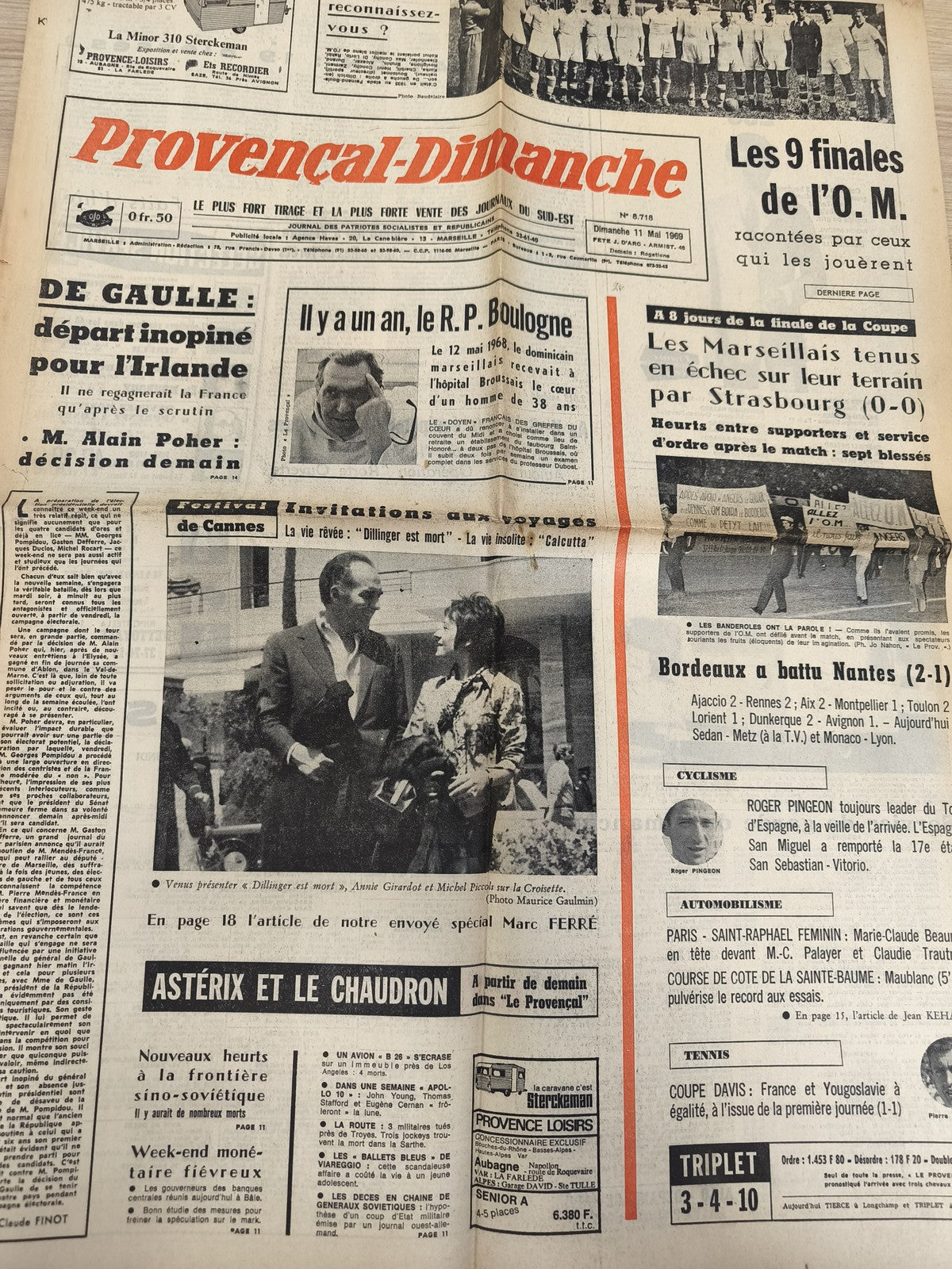Ancien journal OM football Provençal-Dimanche 11 mai 1969 vintage collector