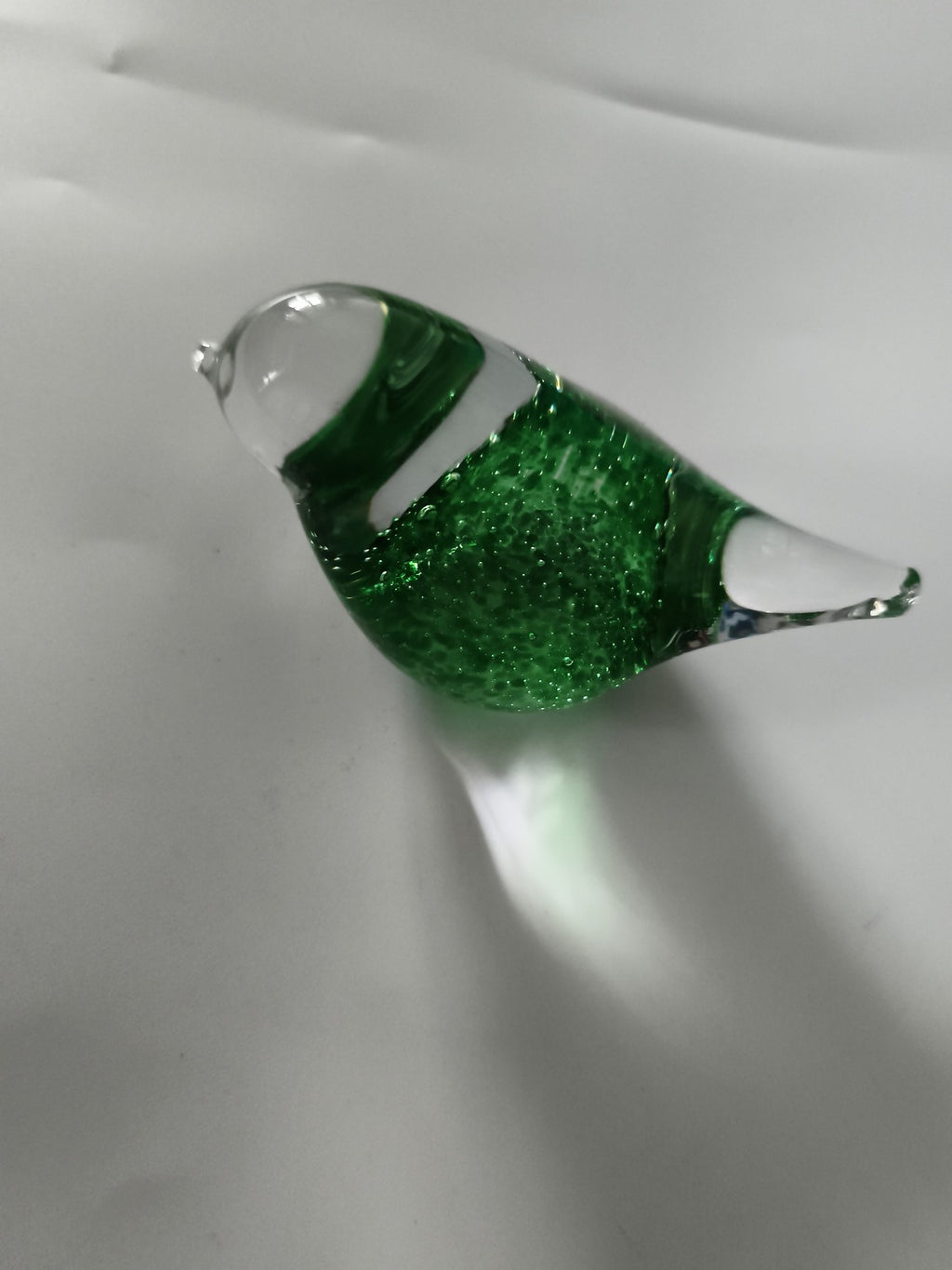 Sculpture oiseau en verre Randsfiord Glassverk vert transparent vintage déco