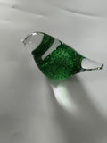 Sculpture oiseau en verre Randsfiord Glassverk vert transparent vintage déco