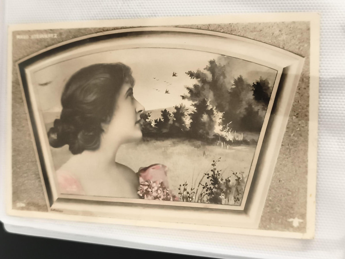 Carte postale ancienne portrait femme Miro Steinartz art déco CPA photo vintage