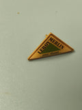 Pin's vintage Leroy Merlin triangle jaune vert ancien badge collection déco