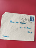 Enveloppe oblitérée philatélie Tunisie Nabeul timbre bleu Paris France