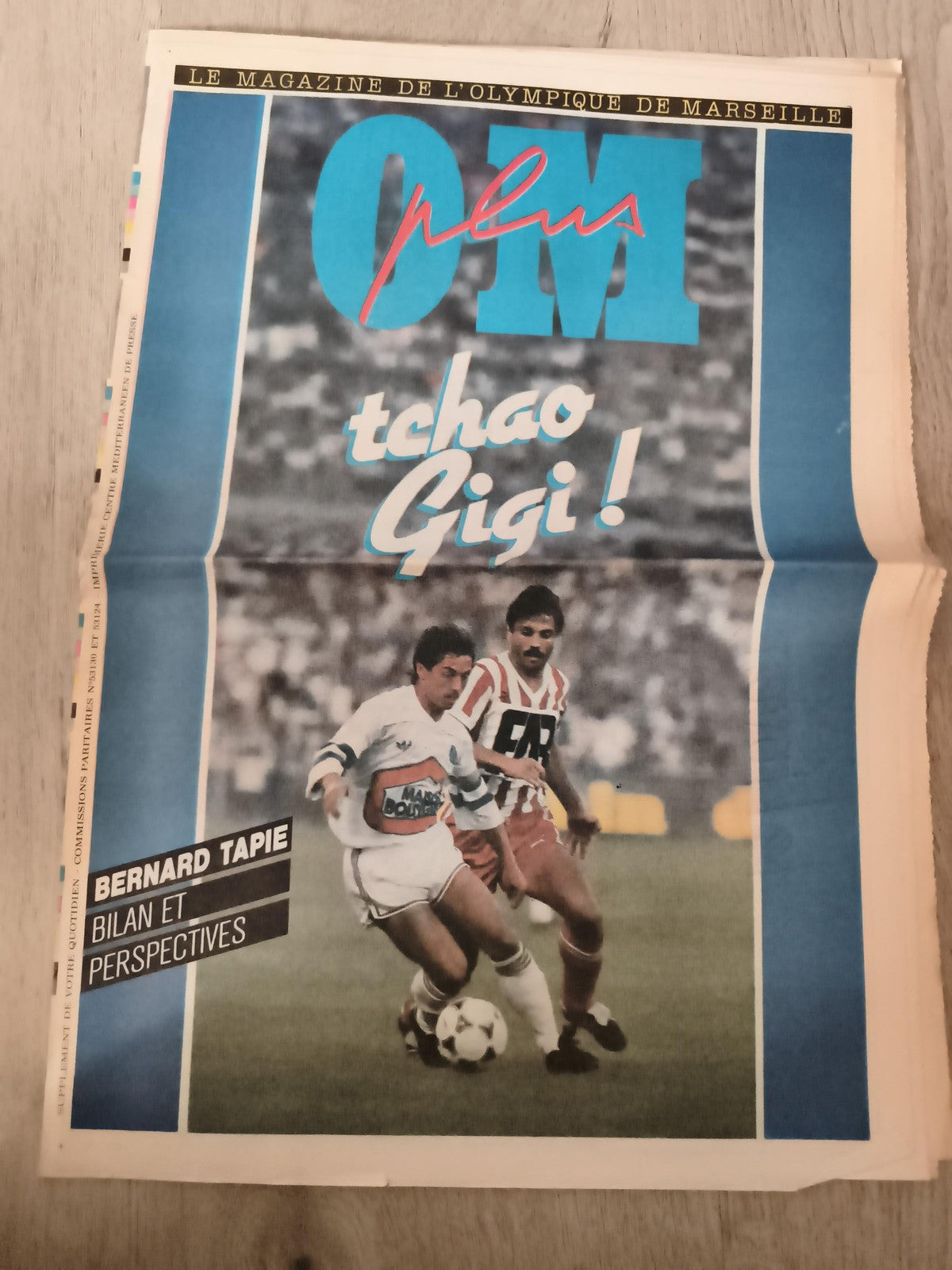 Ancien journal OM Plus Olympique Marseille Tchao Gigi Bernard Tapie vintage foot