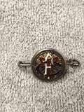 Ancienne médaille émaillée croix et ancre, insigne religieux doré, vintage