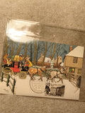 Carte postale illustrée attelages hiver + timbre Paris 1963 philatélie (Ref 10)