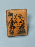 Vintage pin's rectangulaire Jo illustration femme rétro collector (Ref 5)