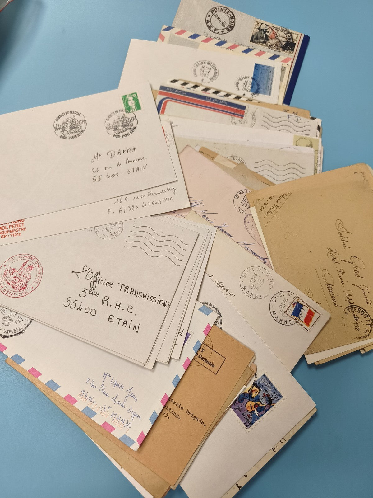 Lot anciennes lettres oblitérées philatélie, cachets France, timbres variés