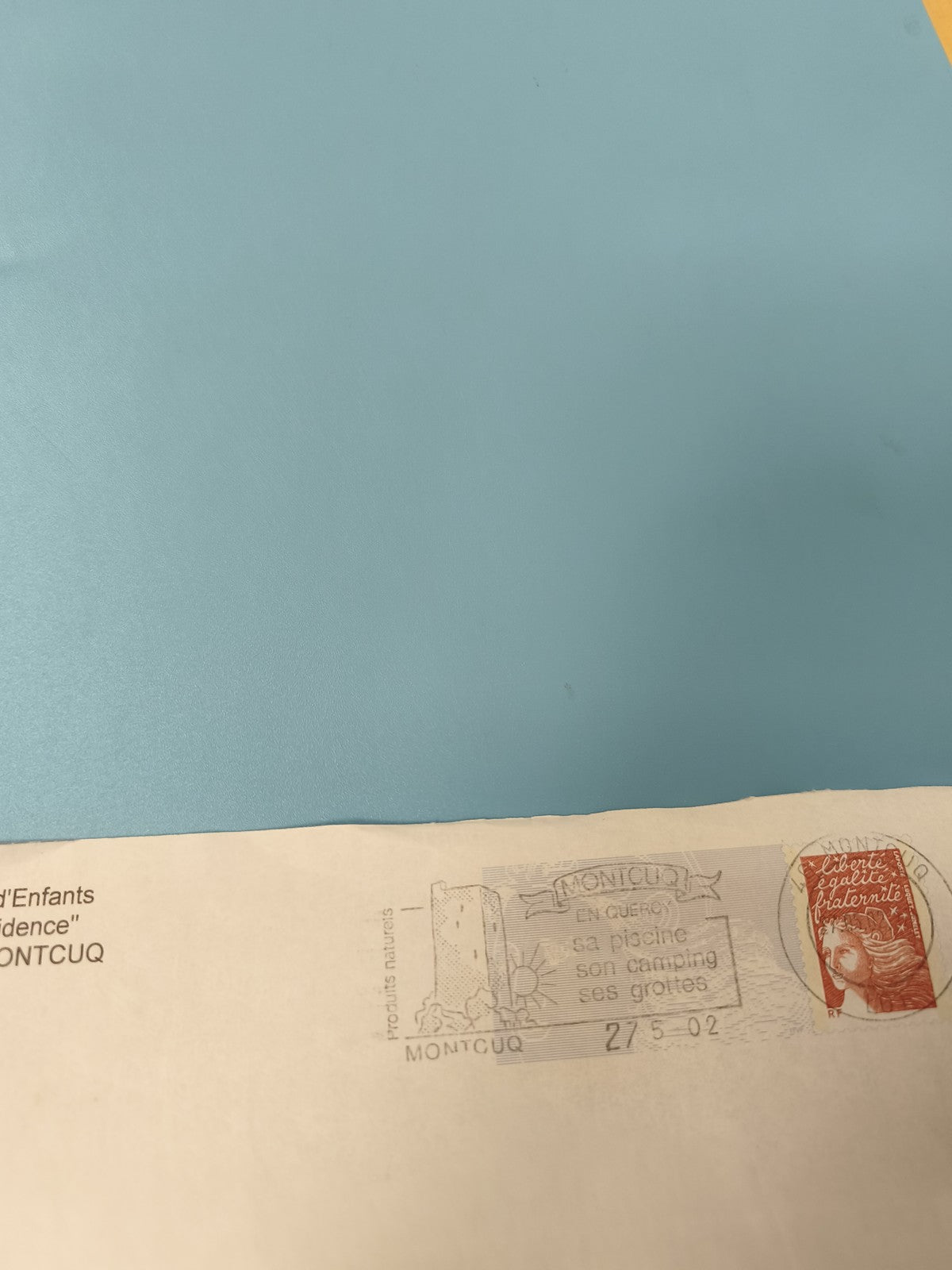 Ancienne enveloppe philatélie oblitérée Montcuq Marianne rouge collection