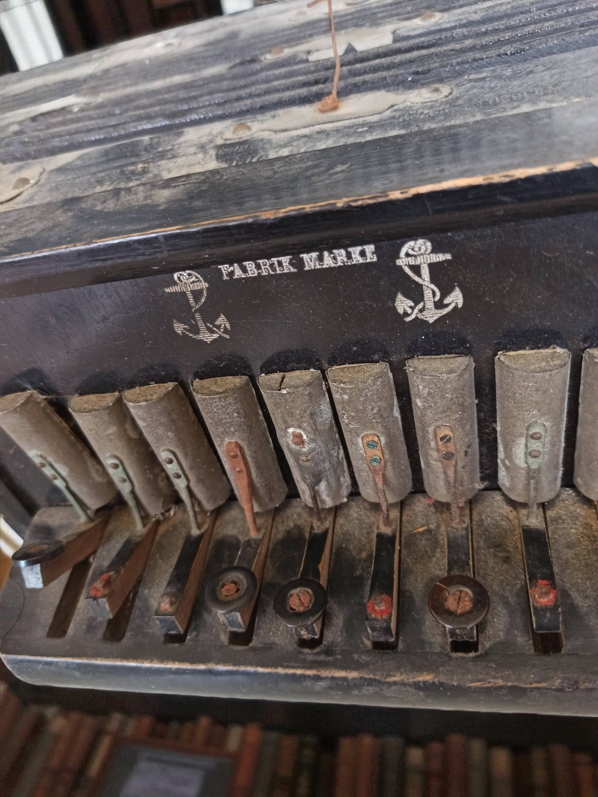 Antique button accordion Fabrik Marke Imperial French Navy vintage