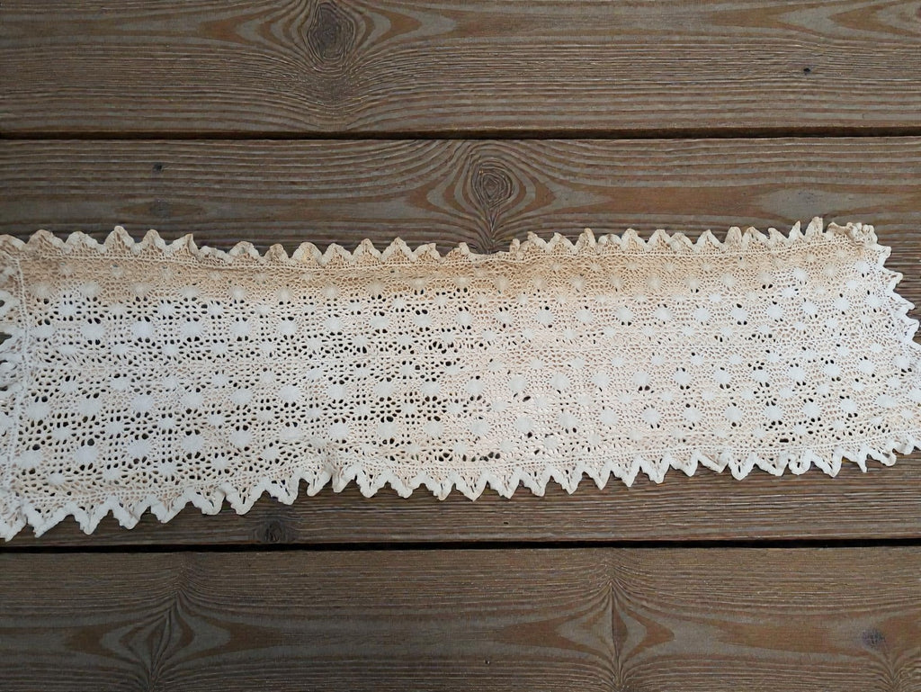 Set linge de table ancien XIXe brodé dentelle crochet vintage rare d?occasion