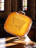 Pendentif vintage papillon orange, métal doré, bijou rétro années 70