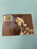 Carte postale philatélie Maldives poisson exotique timbre 1986 illustration mari