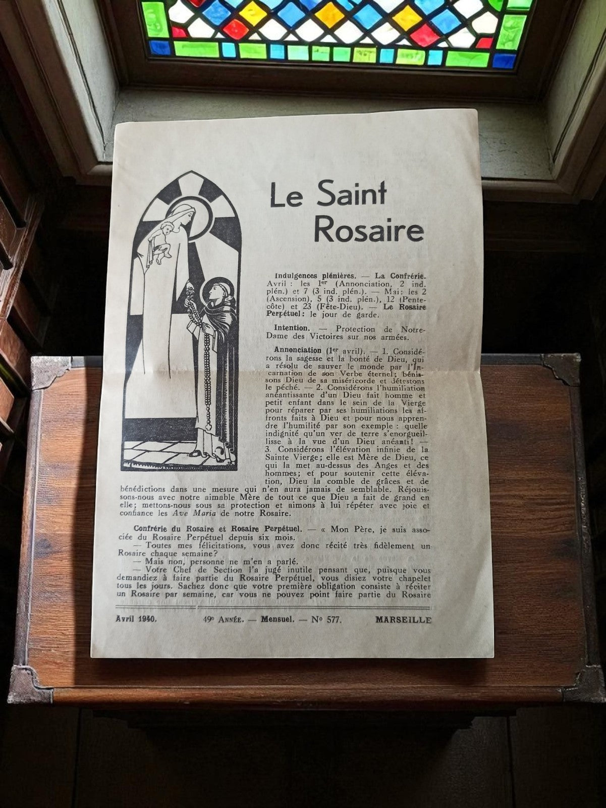 Ancienne brochure Le Saint Rosaire 1940 Marseille journal catholique vintage