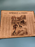 Almanach des Postes 1947 chasse scène illustrée calendrier mural ancien