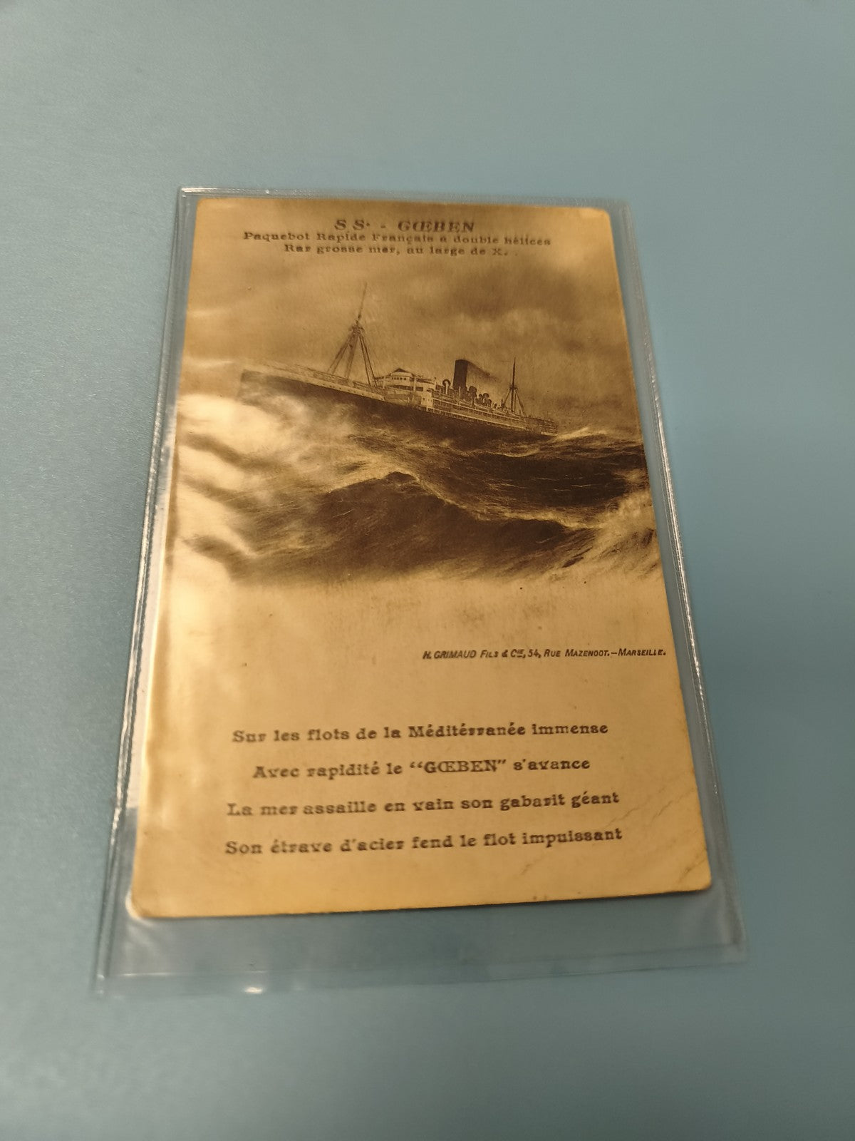 Carte postale ancienne paquebot SS Goeben ? Méditerranée, marine, vintage