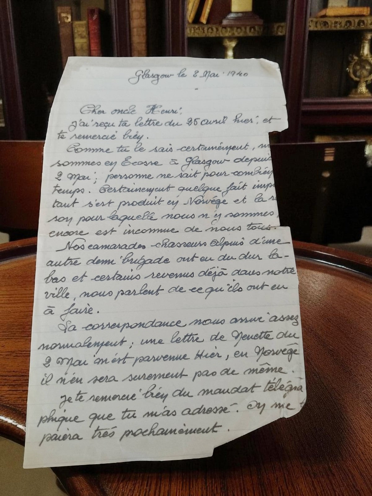 Lettre manuscrite ancienne 1940 WW2 Glasgow Seconde Guerre vintage