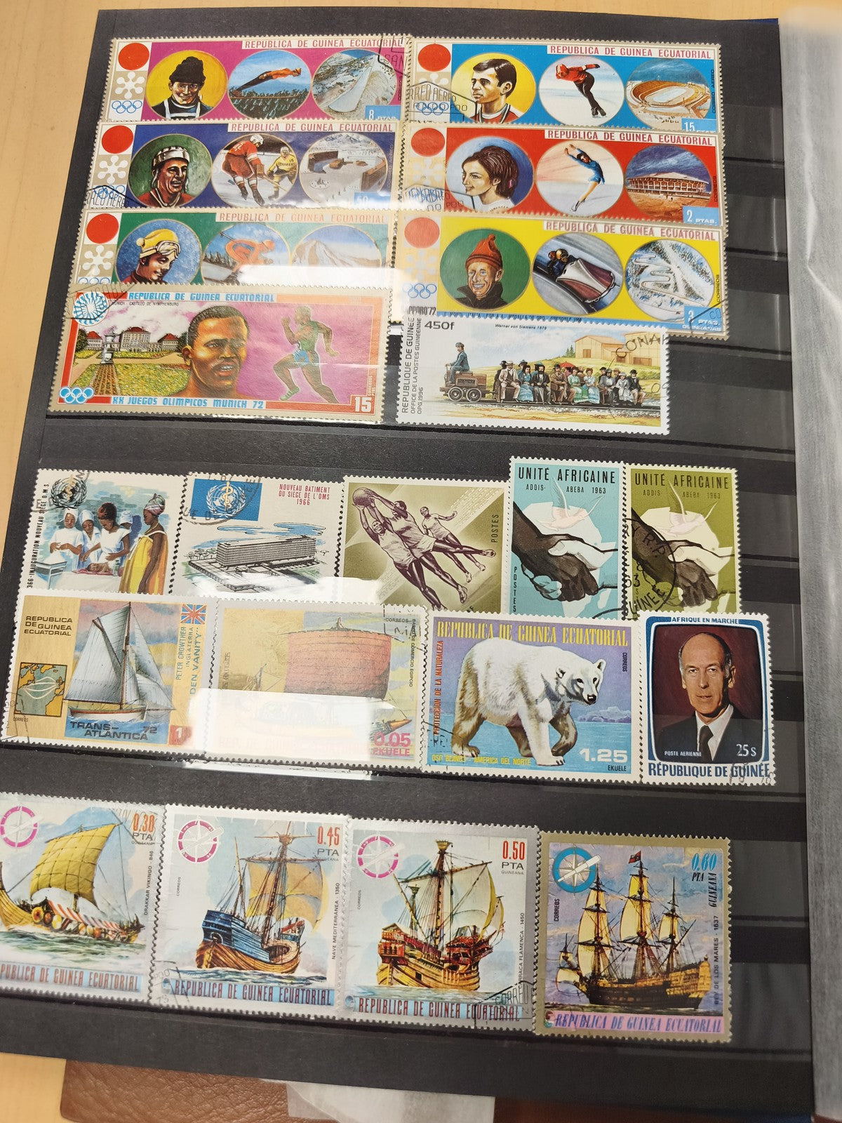 Lot de timbres thématiques Guinée Équatoriale et Afrique, sports, bateaux, anima