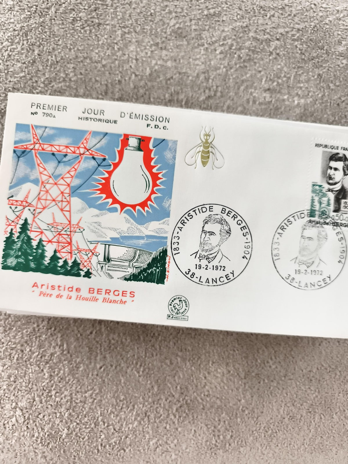 Lettre FDC Aristide Bergès 1972 Premier Jour Ancien philatélie illustrée