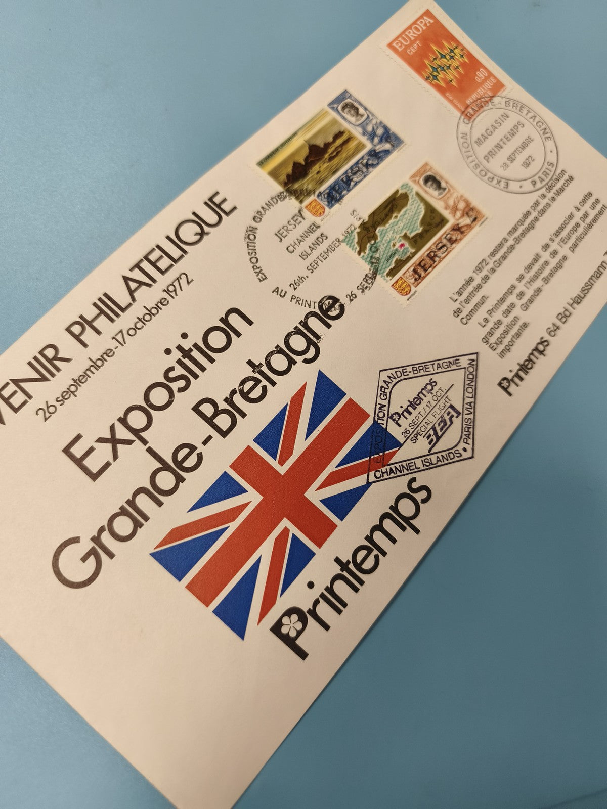 Enveloppe premier jour Exposition Grande-Bretagne timbres Channel Islands