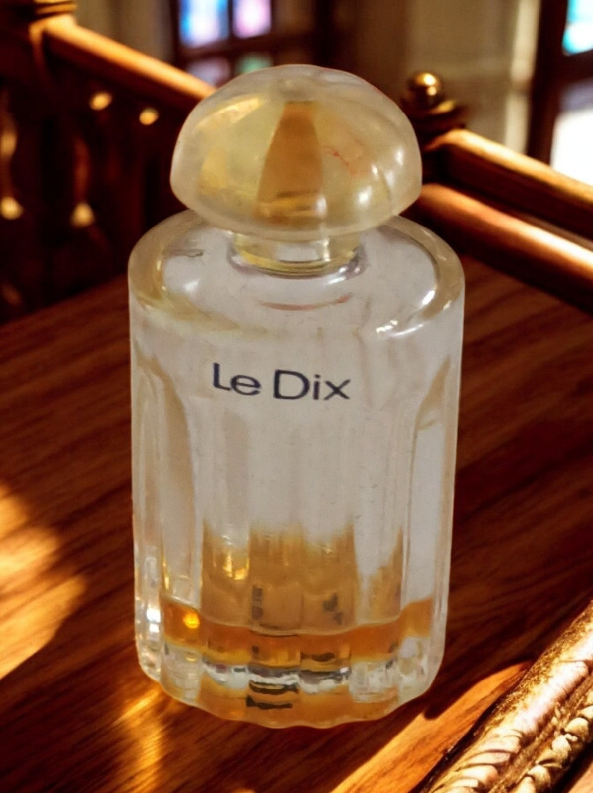 Miniature parfum vintage Le Dix flacon transparent bouchon rond