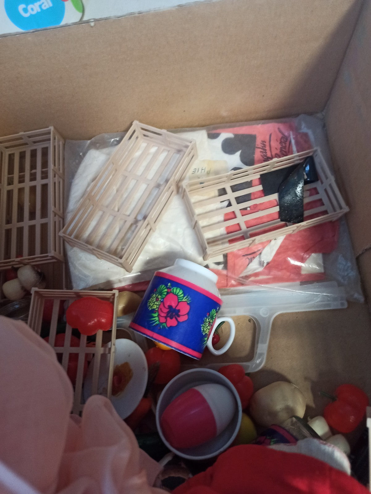 Lot accessoires jouets marché vintage ancien filets paniers sacs années 70-80