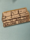 Vintage pin's Salons Center canapé beige, badge publicitaire collection